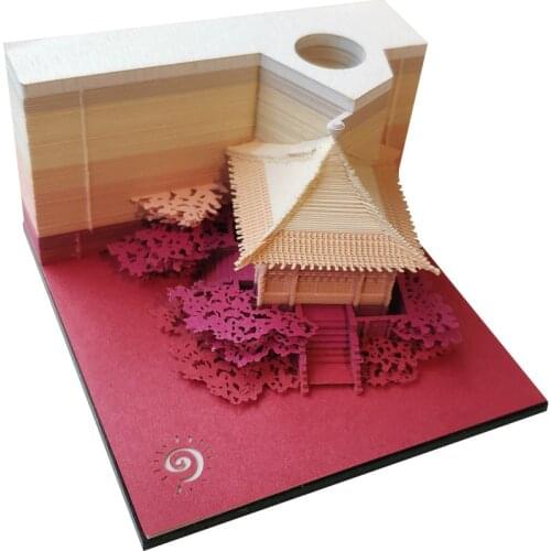 Omoshiroi block 3D Memo Pads Japan Temple Memo Paper Creative Architectural Paper Sculpture Model Sticky Christmas Halloween