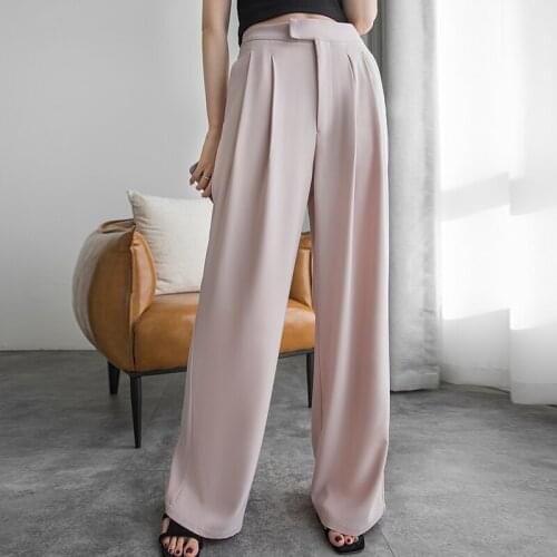 New arrival fashion spring women OL retro solid wild straight wide leg pants korean high waist casual temperament long pants