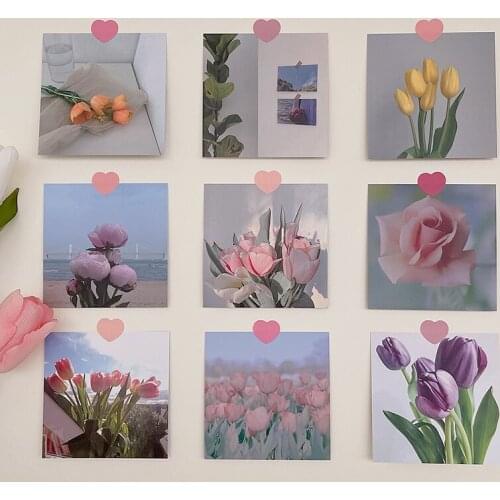Korean Ins Paper Card Tulip Pattern Wall Poster Background Wall Decoration Photo Props Greeting Card Study Room Bedroom Decor