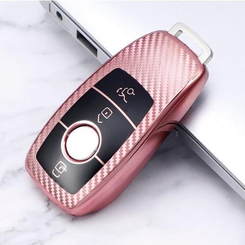 TPU Carbon Fiber Pattern Car Key Case For Mercedes Benz 2017 E Class W213 2018 S Class Car Interior Accessories Remote Control