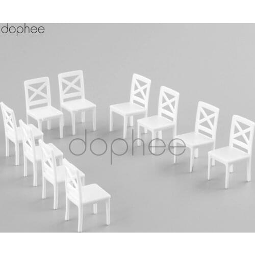 Dophee 10pcs White chair model 1:25 interior decoration ornaments making building modelsandbox material