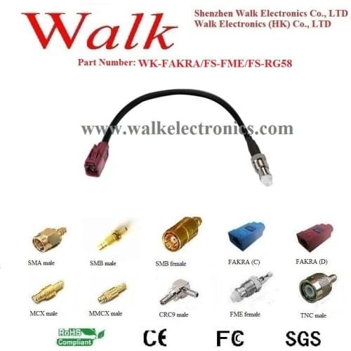 FAKRA female FME female rg58 cable, FAKRA FME rg58 cable, FAKRA rg58 extension cable