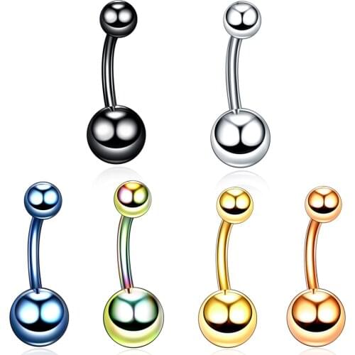 1PC Surgical Steel Plating Double Ball Belly Button Rings Navel Piercing Ombligo Piercing Body Jewelry 14G