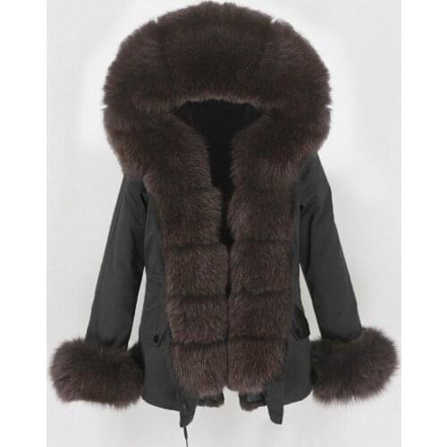 MENINA BONITA New 2021 Waterproof Short Parka Winter Jacket Women Real Fur Coat Natural Fox Fur Collar Hood Warm Detachable