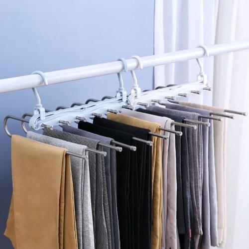 Multifunctional Folding Trousers Rack Multi-Layer Storage Space-saving Trousers Clothes Hangers Various Shelves Storage