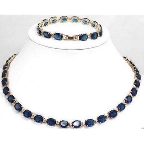 Fashion Jewelry Genuine Dark blue Tourmaline Tanzanite Necklace bracelet