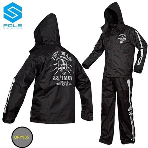 Skull Motorcycle Rain Suit Black Motorbike Rain Gear Pole Moto Raincoat Suit Outdoor Fishing Riding Wear Against Heavy Water