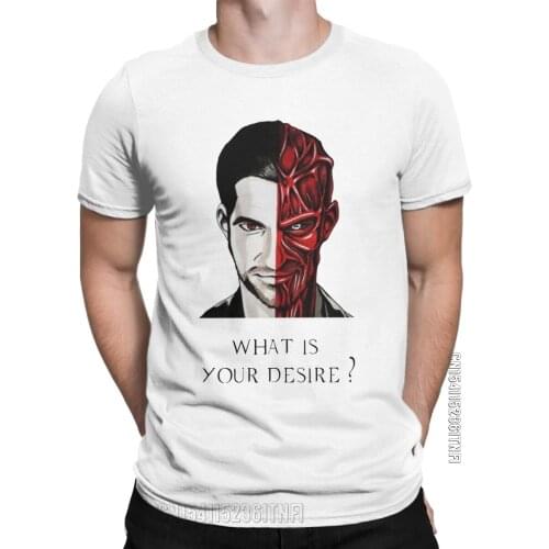 Mens T-Shirts Lucifer Morningstar Leisure 100% Cotton Tee Shirt Classic Detective Devil T Shirt Crew Neck Tops Gift
