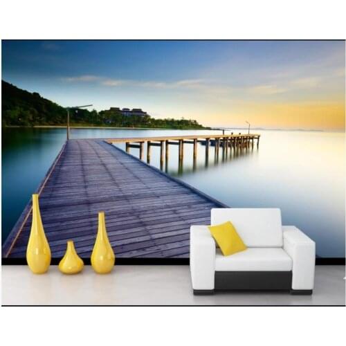 Custom mural 3d photo wallpaper Modern lake wooden bridge scenery background living room Home decor wallpaper for wall 3 d