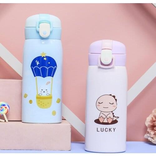 2020 new cartoon Korean cute dinosaur cap insulation cup outdoor sports student stainless steel insulation cup