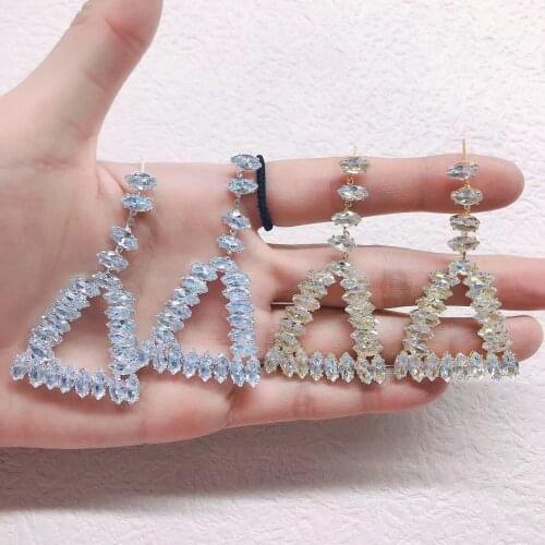 New female Korean temperament zircon crystal Triangle Earrings Earrings Fashion stars same Earrings Fashion simple Earrings Jewe