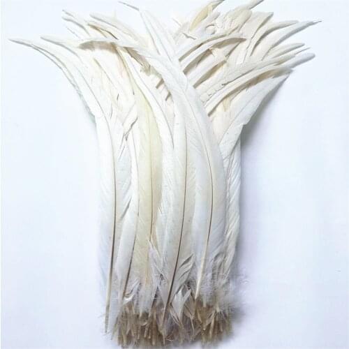 Wholesale 100Pcs/Lot Natural Rooster Tail Feathers 25-30CM 10-12" White Feathers for Crafts Wedding Feathers Decoration Plumas