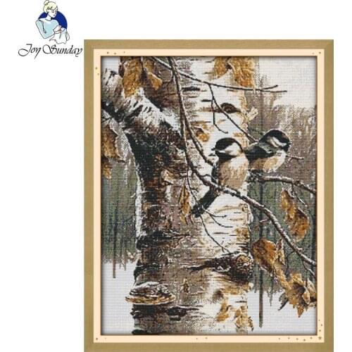Joy Sunday Cross Stitch Autumn Birds Pattern 11CT 14CT DIY Cross Stitch Kits For Embroidery Wall Decor Needlework Cross Stitch