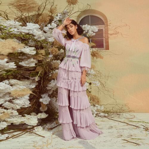 Pink Moroccan Caftan Evening Dress Layered Bows Summer Dresses Off-the-shoulder Applique Backless Prom Dress Plus Size