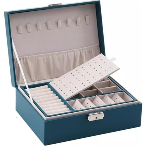 New PU Leather Jewelry Box Double-Layer High Capacity European-Style Packaging Storage Box With Drawer Winter Gift