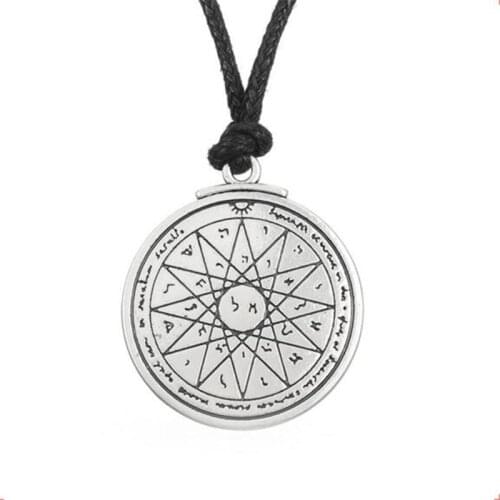 Viking Style Pendant Necklace Solomon Feeling Twelve-Pointed Star And Runes Pattern Rope Chain Zinc Alloy Provide Dropshipping