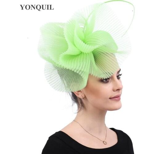 Light Green Fashion Headwear Party Tea Hats Women Ladies Elegant Fascinators Hair Clips Church Cocktail Event Hair Accessories