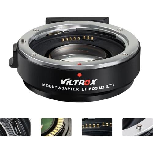 Viltrox EF-EOS M2 0.71x Auto Focus Reducer Speed Booster Lens Mount Adapter for Canon EF Lens to Canon M5 M6 M10 M50 M10 Camera