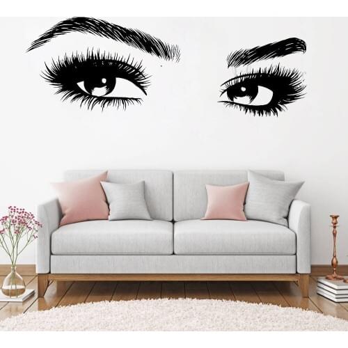 Beauty Salon Window Wall Decor Charming Vinyl Wall Sticker Eyelashes Eyes Extension Wall Decal Eye Leahes Logo Vinyl Stickers