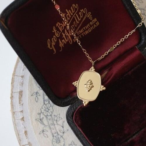Vintage Baroque Square Necklace 316 L Stainless Steel Short Chain 18 k Gold Plating Fashion Woman Girl Gift Accessory Wholesale