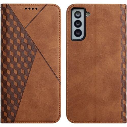 Skin Feeling Retro Vintage PU Leather Card Slot Pocket Magnet Shockproof Case for Samsung Galaxy S21 Kickstand Cover