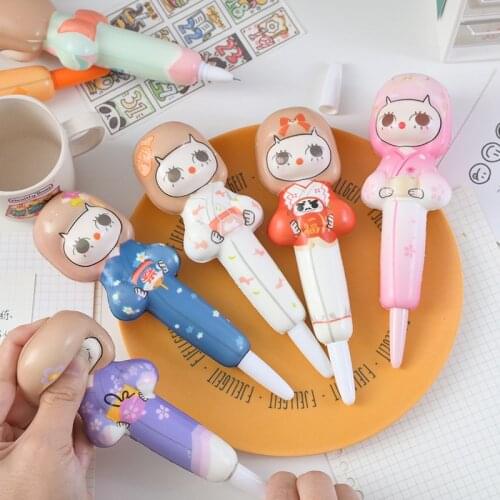 Yisuremia Cartoon Kimono Girl Gel Pen Ink 0.5mm Kawaii Decompression Soft Pen Creative Office School Stationery Supplies