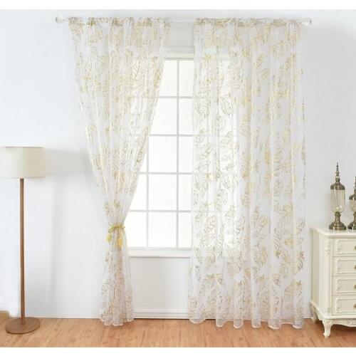 European Feather Design Cute Curtains Drape For Living Room Balcony Window Leaf Tulle Voile Sheer Blinds Curtain Decor
