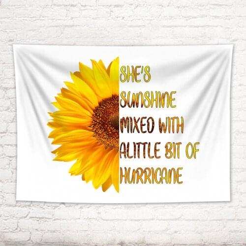 Yellow Flowers Letter Sunflower Pattern Wall Tapestry Wall Hanging Blanket Farmhouse Decor Bedroom Living Room Home Decorations