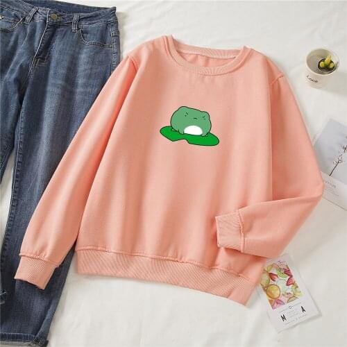 Autumn Winter Lotus Leaf Frog Oversized Cotton Sweatshirt Streetwear Women Hoodies Harajuku Warm Pullover Womens Korean Style