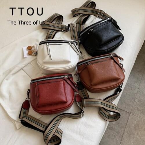 Soft PU Leather Women Semicircle Saddle Crossbody Bag 2021 Fashion Trendy Shoulder Bags For Ladies Brand Designer Handbags