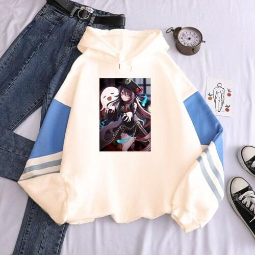 Harajuku Aesthetic Open World Adventure Game Genshin Impact Hoodies Kawaii Hu Tao Cartoon Women Long Sleeve Winter Sweatshirts