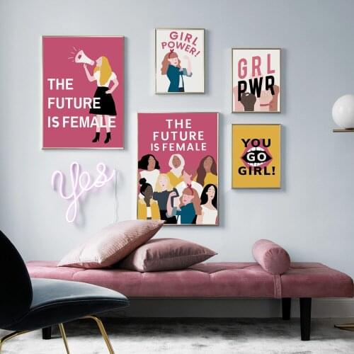 Women Posters Girl Power The Future Is Female Wall Art Canvas Painting Nordic Print Pictures For Living Room Interior Home Decor