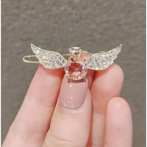 2 Pcs Angel Wings Frog Buckle Clip Hairpins for Women Hair Clips Barrette Bling Rhinestone Jewelry Hair Accessories for Girls