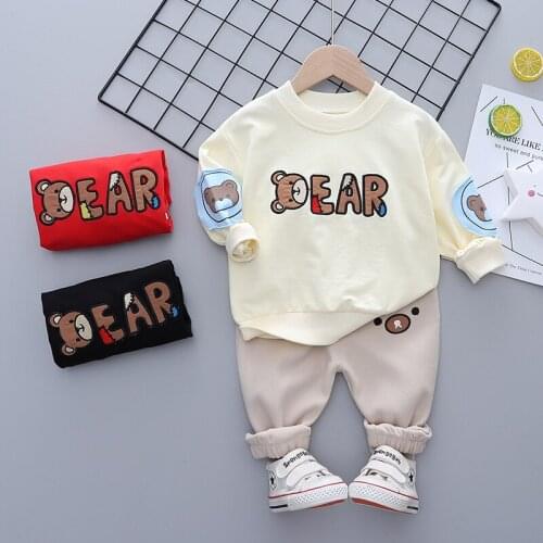 2021 Spring Autumn Toddler Clothes Suit Baby Boys Girls Cartoon Bear Sweatshirt Pants 2pcs/Set Clothing Kids Infant Sportswear