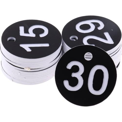 30/50Pc Number Plate Disc Plastic Number Tags with Key Rings Cabinet Dresser Keys Organizer Hanger Locker Key Card Number Labels