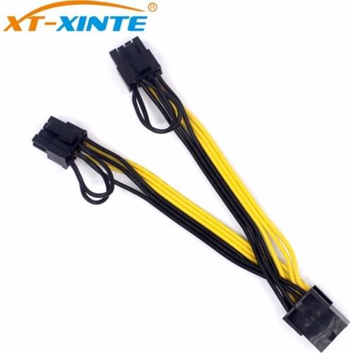 30cm PCI-E PCIE 8pin Female to 2 Port Dual 8pin 6+2p Male GPU Graphics Video Card Power Cable Cord 18AWG Wire for Mining Miner