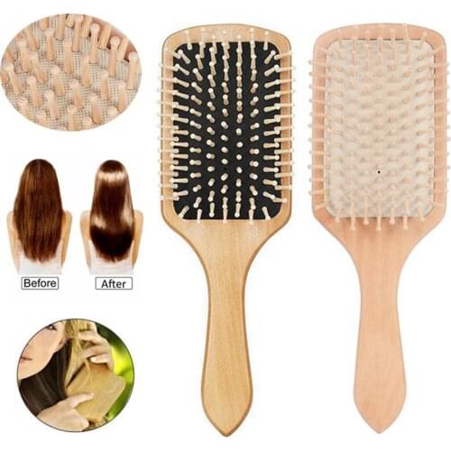 Bamboo Comb Hair Care Brush Massage Wooden Spa Massage Comb 2 Color Antistatic Hair Comb Massage Head Promote Blood Circulation