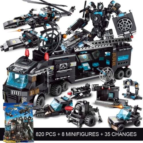 Large building blocks sets technical swat team transport military swat team legoINGlys City Police Station Car Children Toys