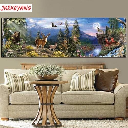 Large size 5d DIY Diamond Painting "Forest landscape and animals" Full Square/round Drill Cross Stitch Diamond Embroidery Y3470