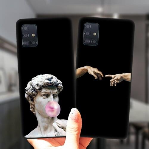 For Samsung A52 A72 A51 A71 A50 A70 A12 A02 A42 A32 A31 A21S A41 A11 A30 A20 A40 Case Mona Lisa David Statue Art Silicone Cover
