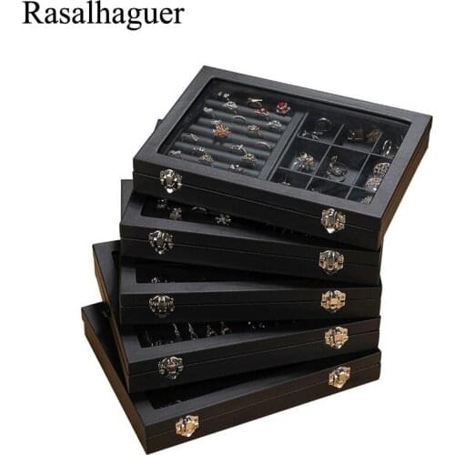 Top Size 28*20*4.5cm Black Jewelry Display Box Case for Rings Earrings Bracelets Necklaces or other Ornaments Storage Organizer