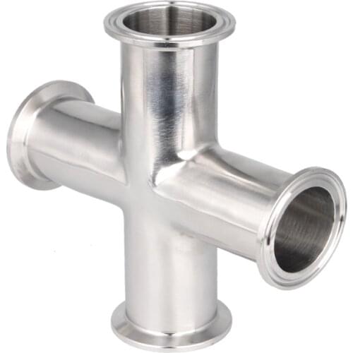 19 25 32 38 45 51 57 63 76 89 102 108mm Pipe OD x 1.5" 2" 3" 4" Tri Clamp Cross 4 Ways SUS 304 Sanitary Pipe Fitting Homebrew