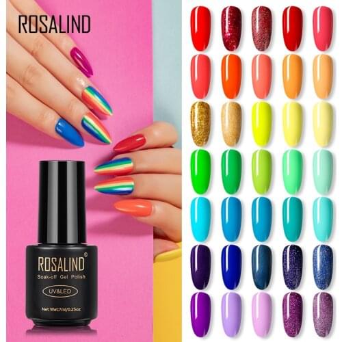 ROSALIND Gel Nail Polish 7ML Vernis Semi Permanent Gel Polish Rainbow Series Nails Varnishes UV Soak Off Hybrid Lacquer Nail Art