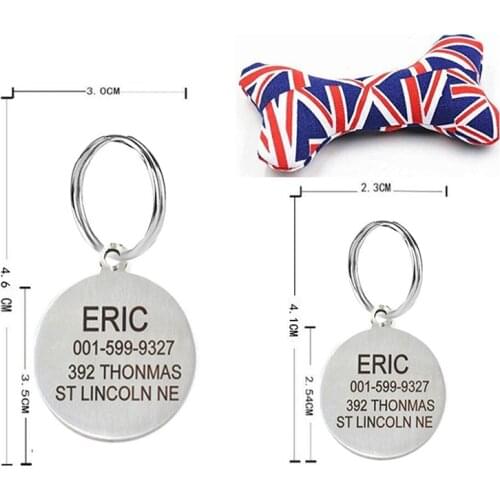 Dog Id Collar Tag Free Engraving Text On Front And Back Sides Stainless Steel Cat Id Tag Customized Name Address Pet Toys Gift