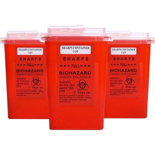 3Pcs Red Color Tattoo Sharps Container Red Biohazard Needle Disposal Containers For Tattoo Supplies