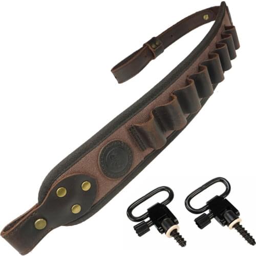 Hunting Rifle Gun Sling Belt Canvas Leather Air Shotgun Shoulder Strap Ammo Holder For 12GA Tactical Gun Accessories
