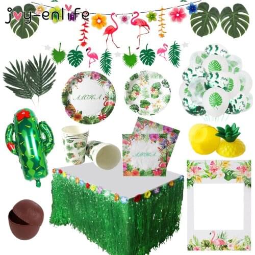 Flamingo Summer Tropical Party Decoration Hawaiian Party Palm Leaves Bunting Banner Luau Party Birthday Decoration Supplies