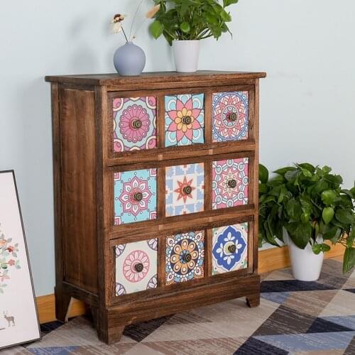 Paulownia furniture living room storage table retro style solid wood furniture creative nordic simple bedroom bedside cabinet