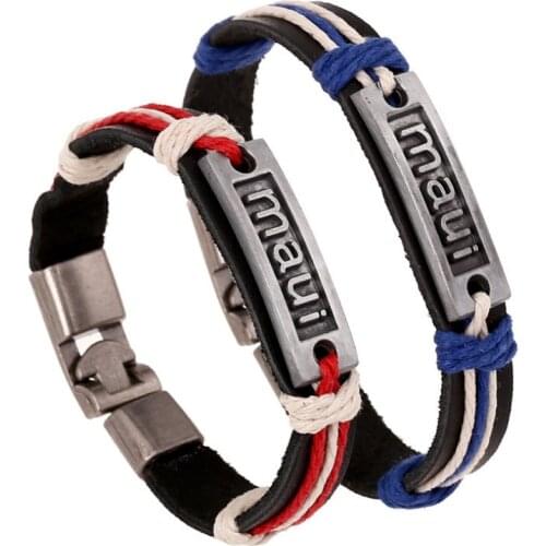 Fashion Maui Cuff Bracelet Black Genuine Leather Vintage Wristbands Alloy Retro Charm Bangle Wrap Women Men Lovers Jewelry Gift