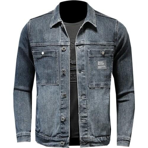 Men Demin Jackets Spring Autumn Outerwear Jeans Coats Safari Style Fashion Mens Stretch Cotton Cowboy Jacket S-3XL